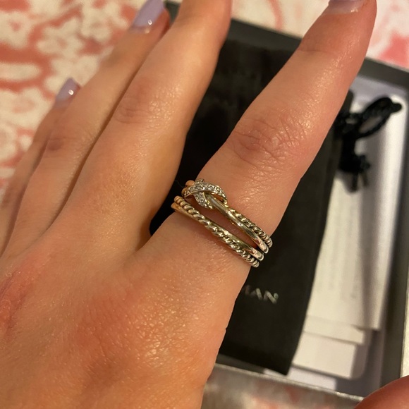 David Yurman X Crossover Ring with Diamonds - Picture 2 of 4